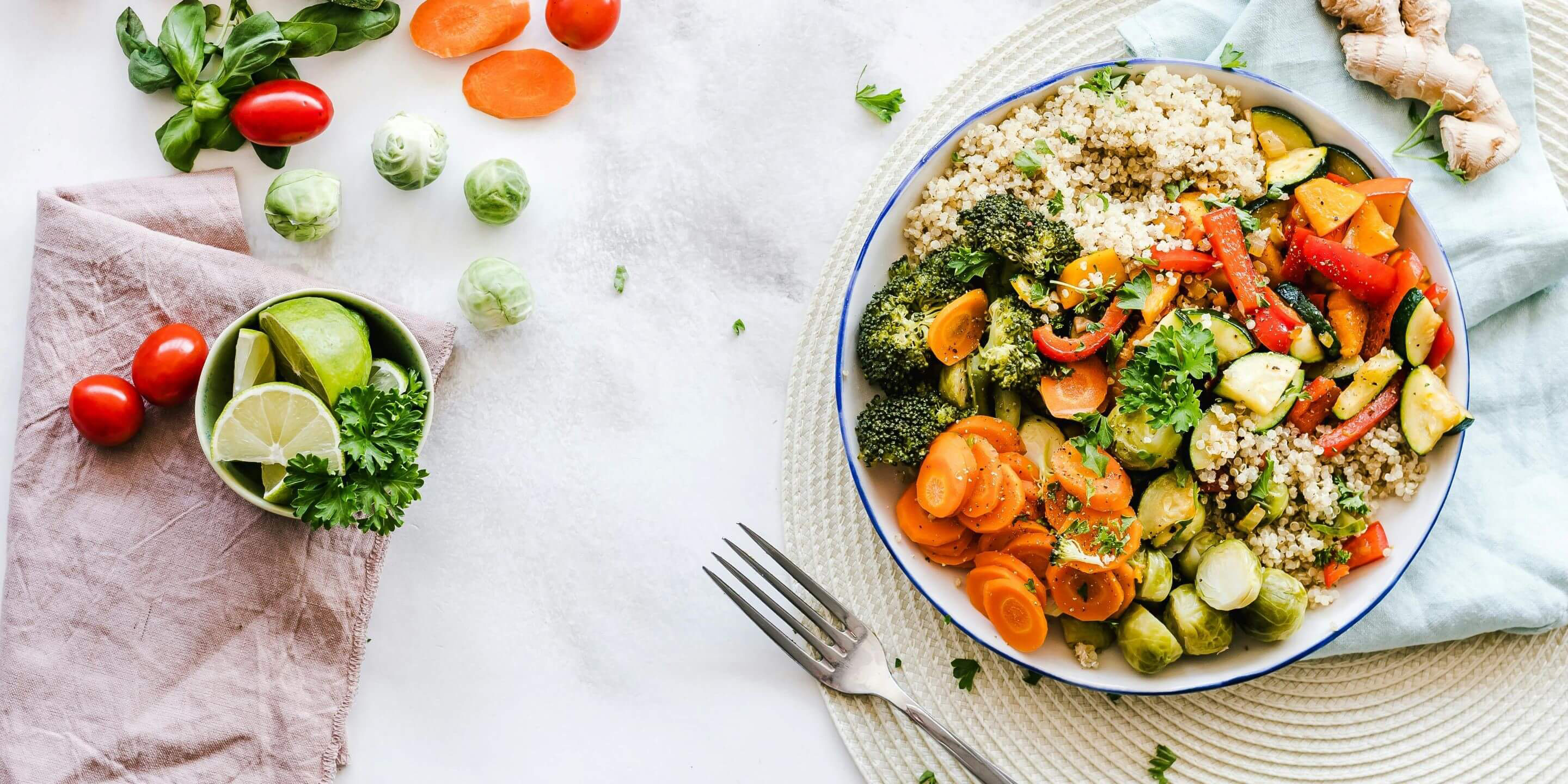 healthy plate of food on table