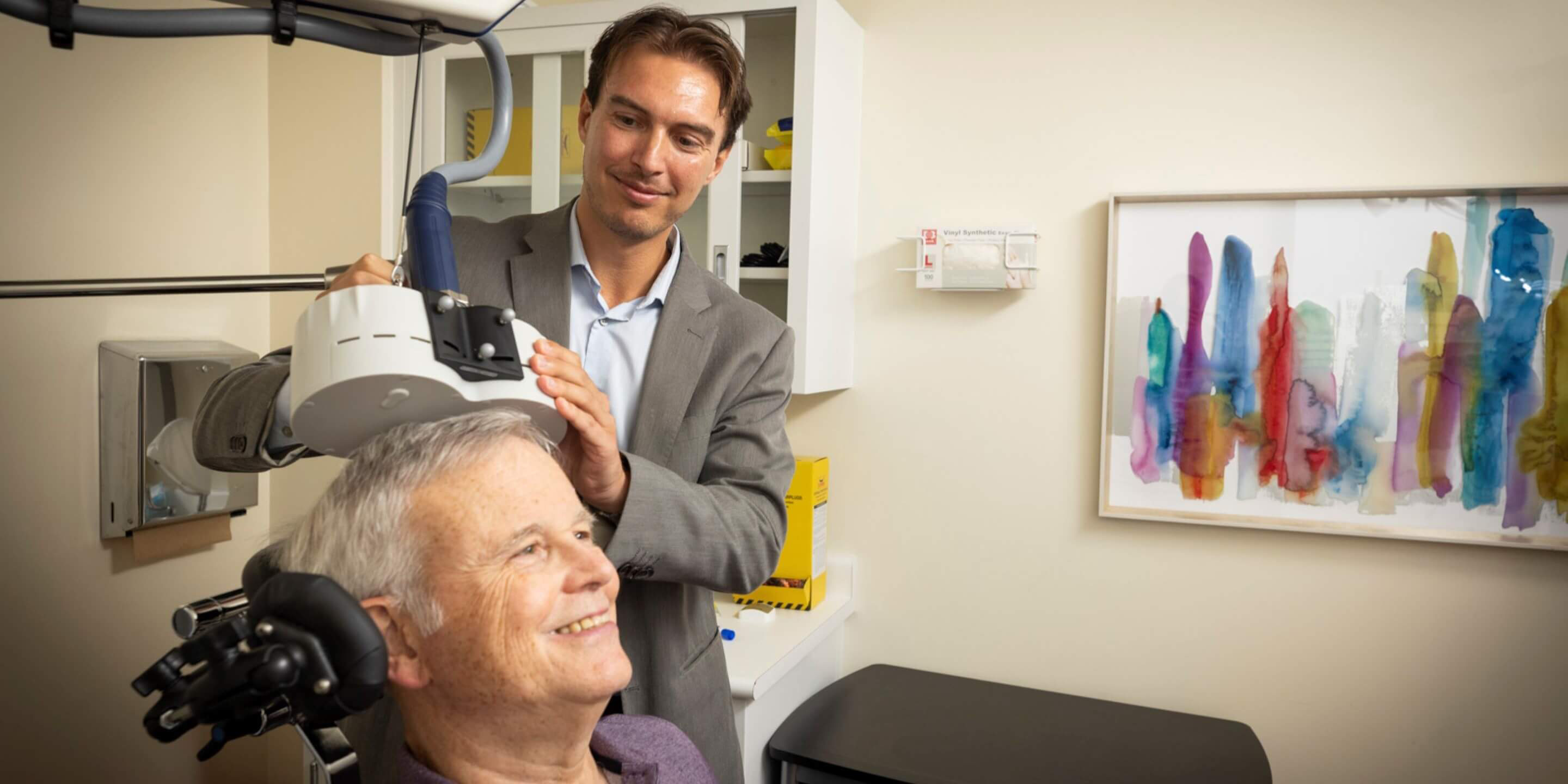 Patient receiving TMS treatment