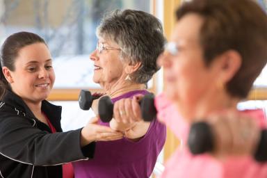 Older women doing exercises 