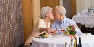 Senior couple having dinner