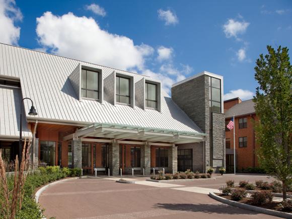 Entrance to Community Center at NewBridge on the Charles