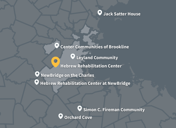 A map indicating the approximately location of all of HSL's senior living communities.