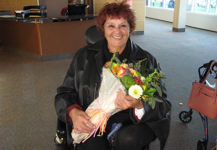 Carmen with her flowers